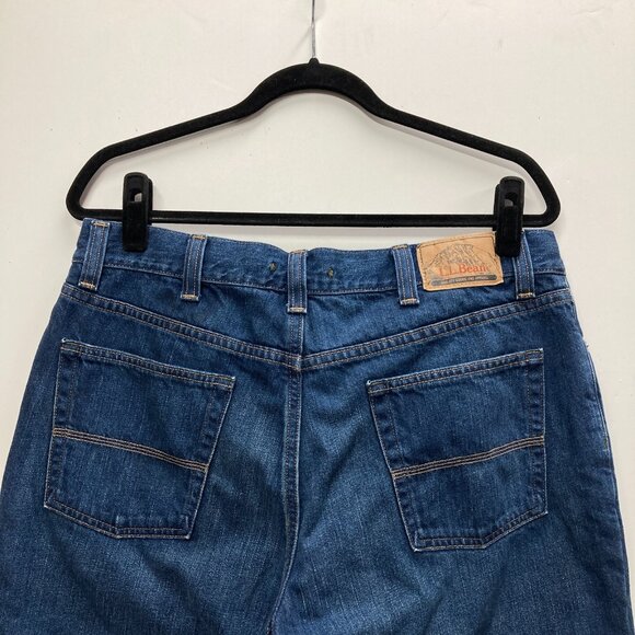 LL Bean Flannel Lined‎ Men's Jeans 36x30 Classic Straight Leg Blue with Plaid - Picture 4 of 10